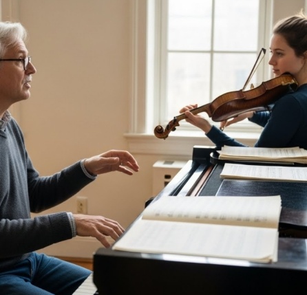 Composer Gives an Instrumental Lesson