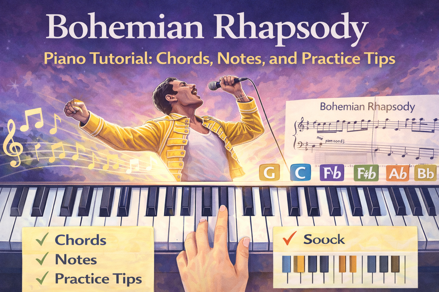Bohemian Rhapsody Piano Tutorial, Chords, Notes, and Practice Tips