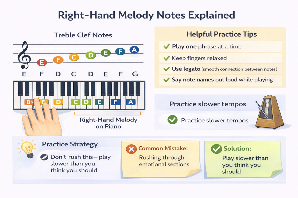 Piano notes and practice tips explained